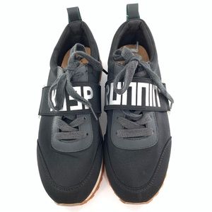 Zara Trafaluc fashion sneakers 38 black silver keep running lace up street wear